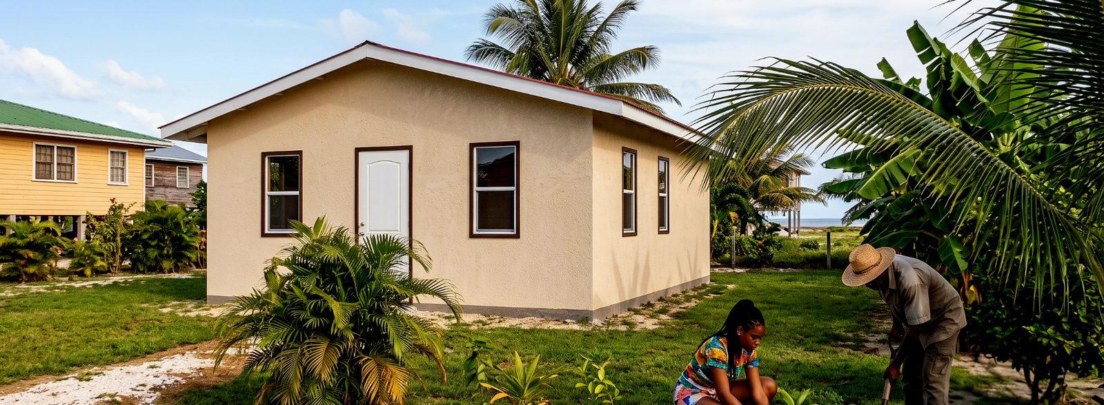 A Golden Shield home surrounded by tropical greenery in Guyana